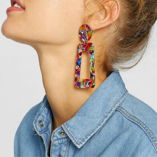 New acrylic geometric irregular summer wild long style European and American style exaggerated earrings
