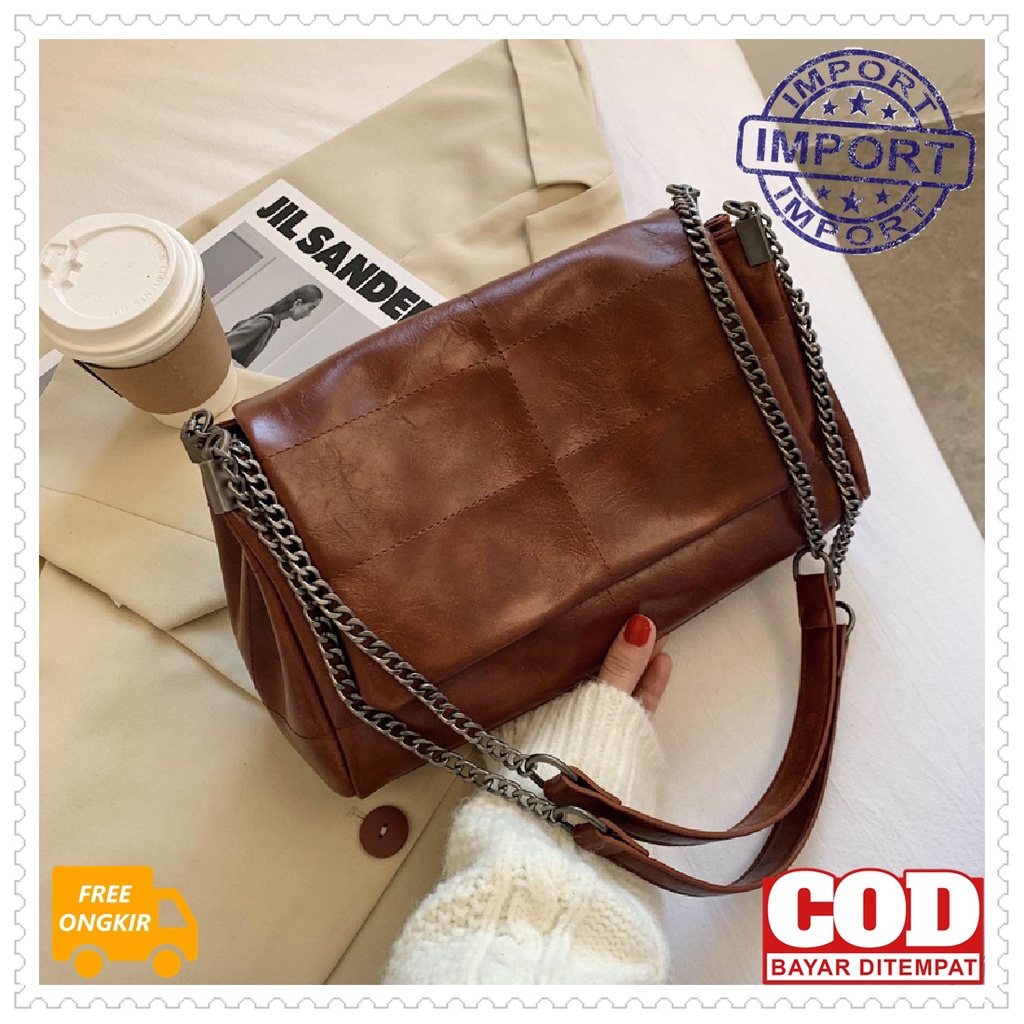 กระเป๋าสะพายผู้หญิง VB3114 นําเข้า LARGE TOTEBAG CHAIN STRAP ผู้หญิง PARTY LEATHER MATERIAL FASHION 