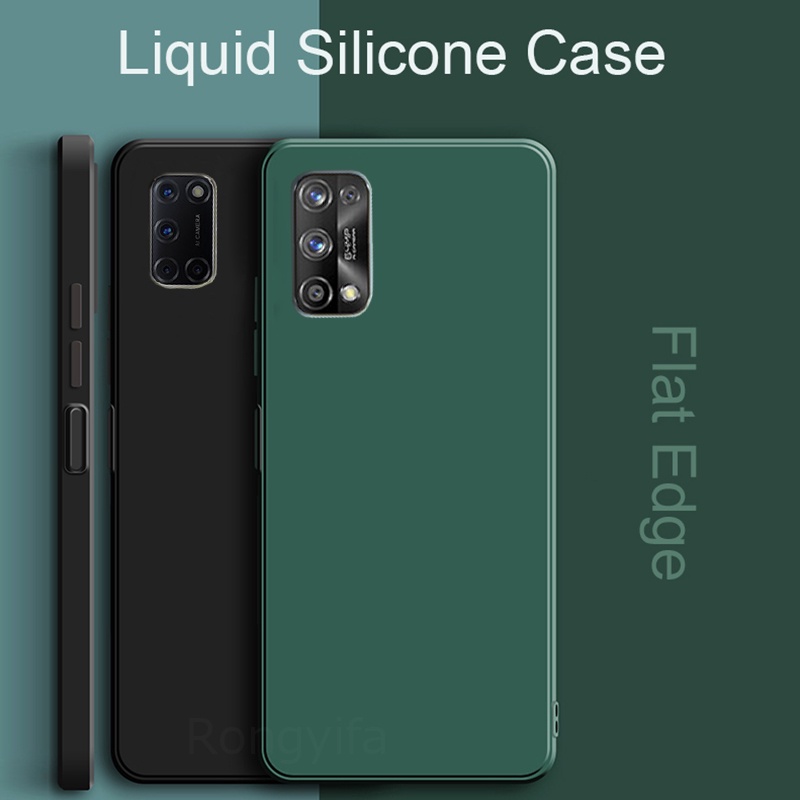 Classic Square Soft Liquid Silicone Case Realme X7 Q2 Pro V5 7 5G V3 Q2i XT X2 X  Case Simple Luxury Solid Color Phone Cover