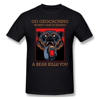 เสื้อยืดคอกลม แขนสั้น ผ้าฝ้าย พิมพ์ลายหมี Geocaching Streetwear พลัสไซซ์ สําหรับผู้ชายS-5XL