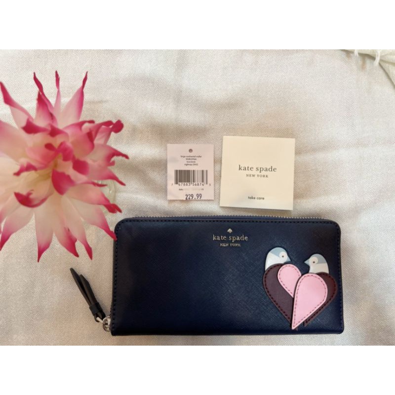 Kate Spade แท้ 💯 กระเป๋าสตางค์ใบยาว รุ่น Cameron Continental Love Bird  Wallet Blue | Shopee Thailand