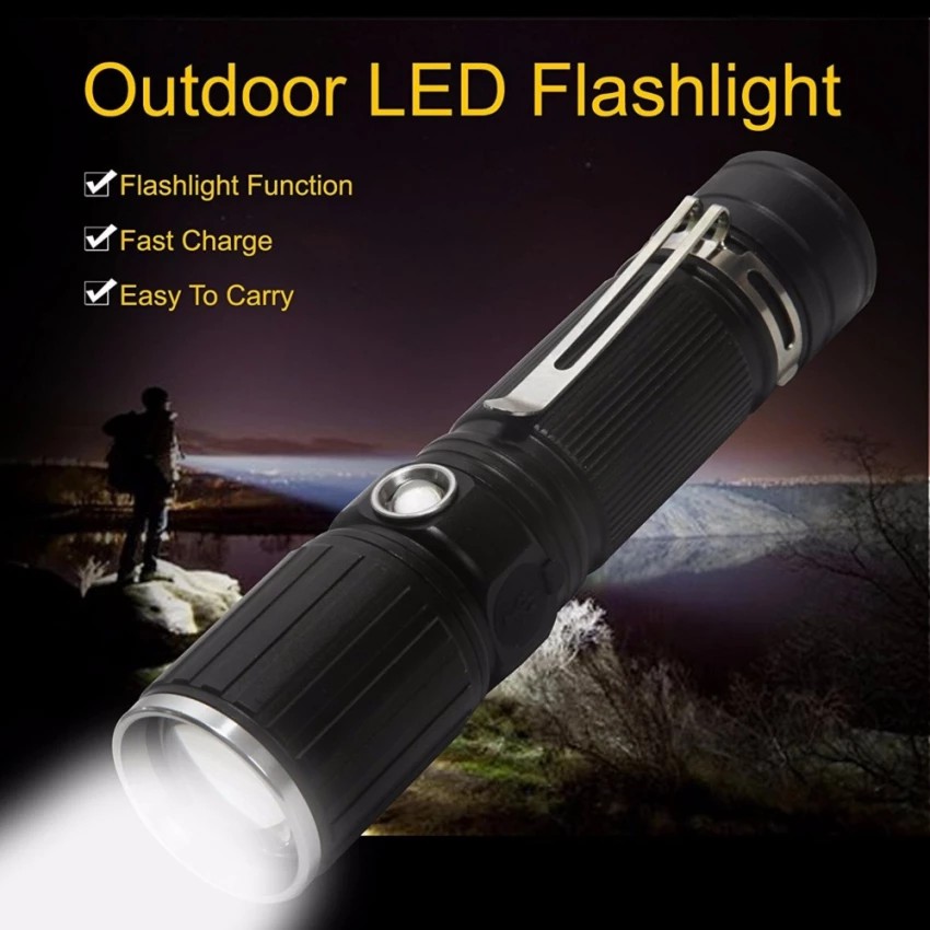 ULTRAFIRE ไฟฉายกำลังสุง ซูมเข้าออกได้ หลอด CREE T6 LED + ไฟฉุกเฉินด้านข้างสีแดง ปรับได้6แบบ ชาร์จไฟได้ ความสวาง3800 529