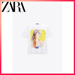 Zara ใหม่ เสื้อยืด พิมพ์ลาย สําหรับผู้หญิง