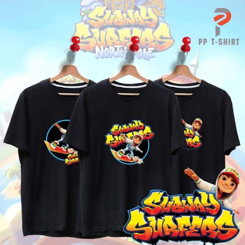 เสื้อยืด subway surfers เสื้อเกม สตรีมมิ่ง สีดำ ผ้า Cotton100% เกรดพรีเมี่ยม