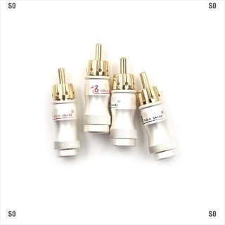 &lt;So&gt; อะแดปเตอร์ปลั๊กเชื่อมต่อเสียงวิดีโอ Rca Male Plug Hifi ชุบทอง 4 ชิ้น