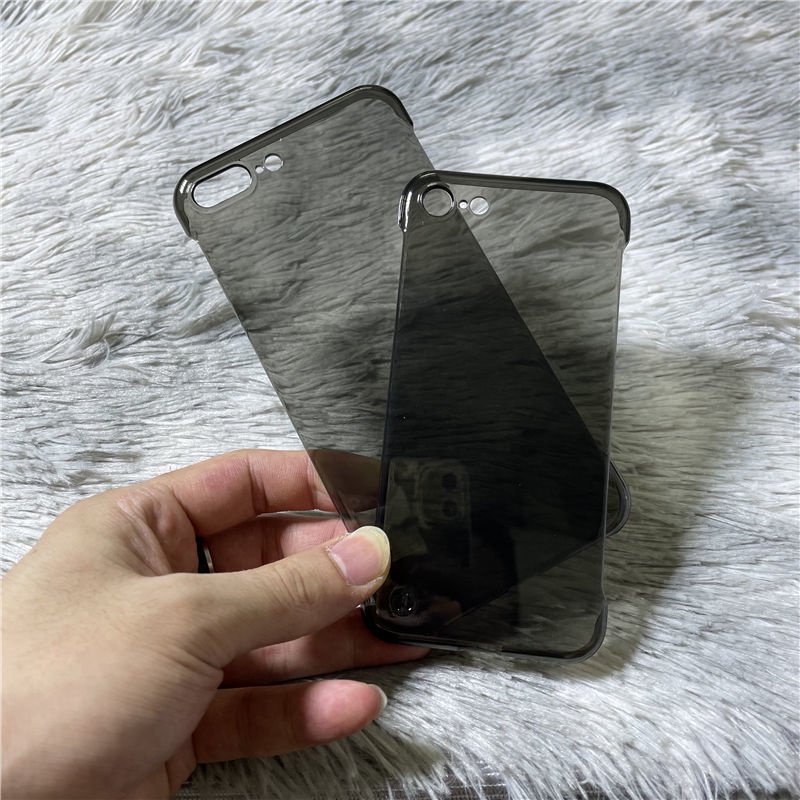 เคสโทรศัพท์ใสสีดําไร้กรอบแข็งบางเฉียบสําหรับ Iphone 7 8 Plus SE 2 II III 2020 Slim PC เคสโทรศัพท์โปร่งใส