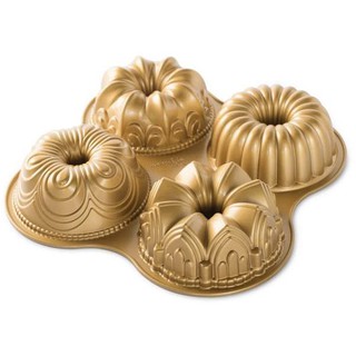 Pre order ของแท้ Nordic Ware Bundt Quartet Pan, quotL x 12.38&amp;quotW x 2.47&amp;Quoth, Gold (นำเข้าUSA)