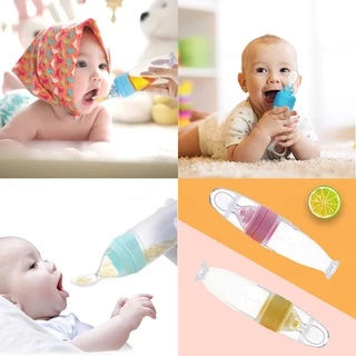 Berma Baby ช้อนป้อนอาหารลูกน้อย ช้อนบีบขวดซิลิโคนเด็ก 90ML ช้อนป้อนอาหาร วัสดุซิลิโคน กันรั่ว แบบพกพา บีบป้อนด้วยช้อน