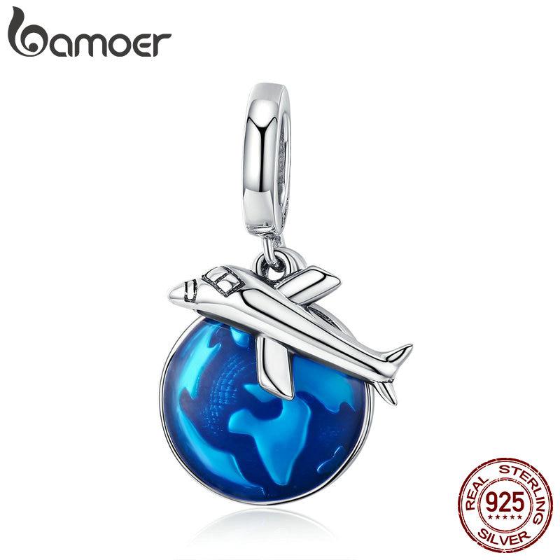 BAMOER Airplane Charm Pendant fit DIY Bracelet&amp;Necklaces 925 Sterling Silver SCC664