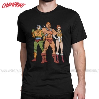 ใหม่ เสื้อยืดคอกลม แขนสั้น ผ้าฝ้าย 100% พิมพ์ลาย He-Man Masters Of The Universe Trinity สําหรับผู้ชาย และผู้หญิง