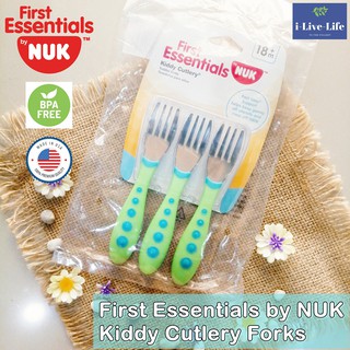 ส้อม สำหรับเด็กวัยหัดเดิน 18 เดือน+ First Essentials by NUK™ Kiddy Cutlery Forks 3-Pack