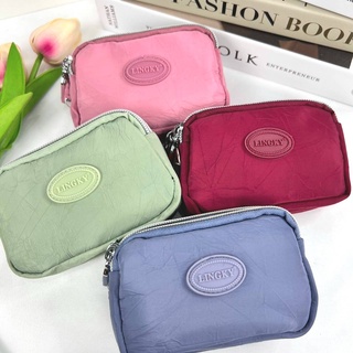 กระเป๋าเหรียญ 2 ซิบ ผ้าร่มกันน้ำลายย่น ยาว 12 cm. กว้าง 8 cm…
