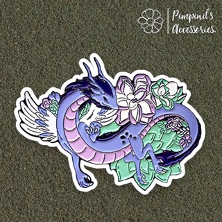 🇹🇭 พร้อมส่ง : 🐉 เข็มกลัดลายมังกรสีม่วง | Purple Dragon Enamel Brooch Pin.