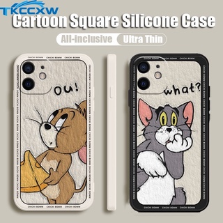 เคสโทรศัพท์มือถือ ซิลิโคนนิ่ม ทรงสี่เหลี่ยม กันกระแทก ลายการ์ตูนสัตว์ สําหรับ iPhone 13 Mini 12 Mini 12 Pro Max 13 Pro Max