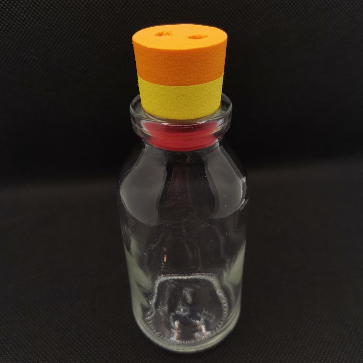 ขวดแก้วใส DIY 100 ml.พร้อมจุกปิดขวดแบบจุกโฟมสี No.8 (เจาะ 2 รู)