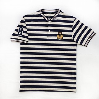 พร้อมส่ง เก็บเงินปลายทาง เสื้อยืด คอกระดุมผู้ชาย ลายทาง After Clap ผ้าคอตตอนแท้ นิ่มสบาย มีลายปัก james club