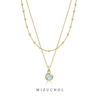 Mizuchol สร้อยเงินแท้ ประดับพลอยแท้ประจำวันเกิด Lucky Me Double Layer Necklace