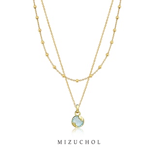 Mizuchol สร้อยเงินแท้ ประดับพลอยแท้ประจำวันเกิด Lucky Me Double Layer Necklace