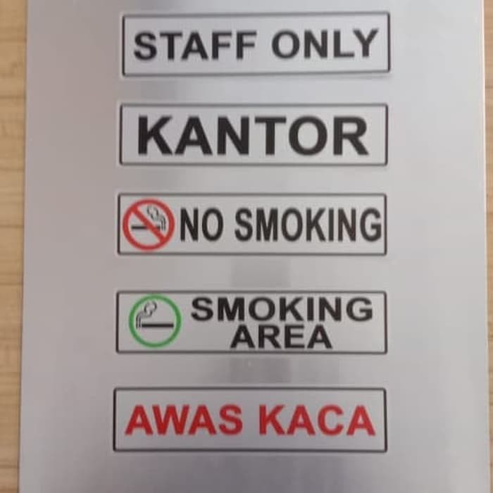 K3 SIGN LABEL ป้ายความปลอดภัย VARIOUS SATAFF LABELS เท่านั้นไม่มี SMOKING BEWARE OF GLASS