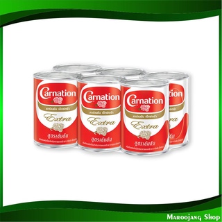 ครีมเทียมพร่องไขมันเอ็กซ์ตร้า 385 กรัม (6กระป๋อง) คาร์เนชัน Carnation Extra Half Unsweet Creamer ครีมเทียม ครีมหวาน ครีม