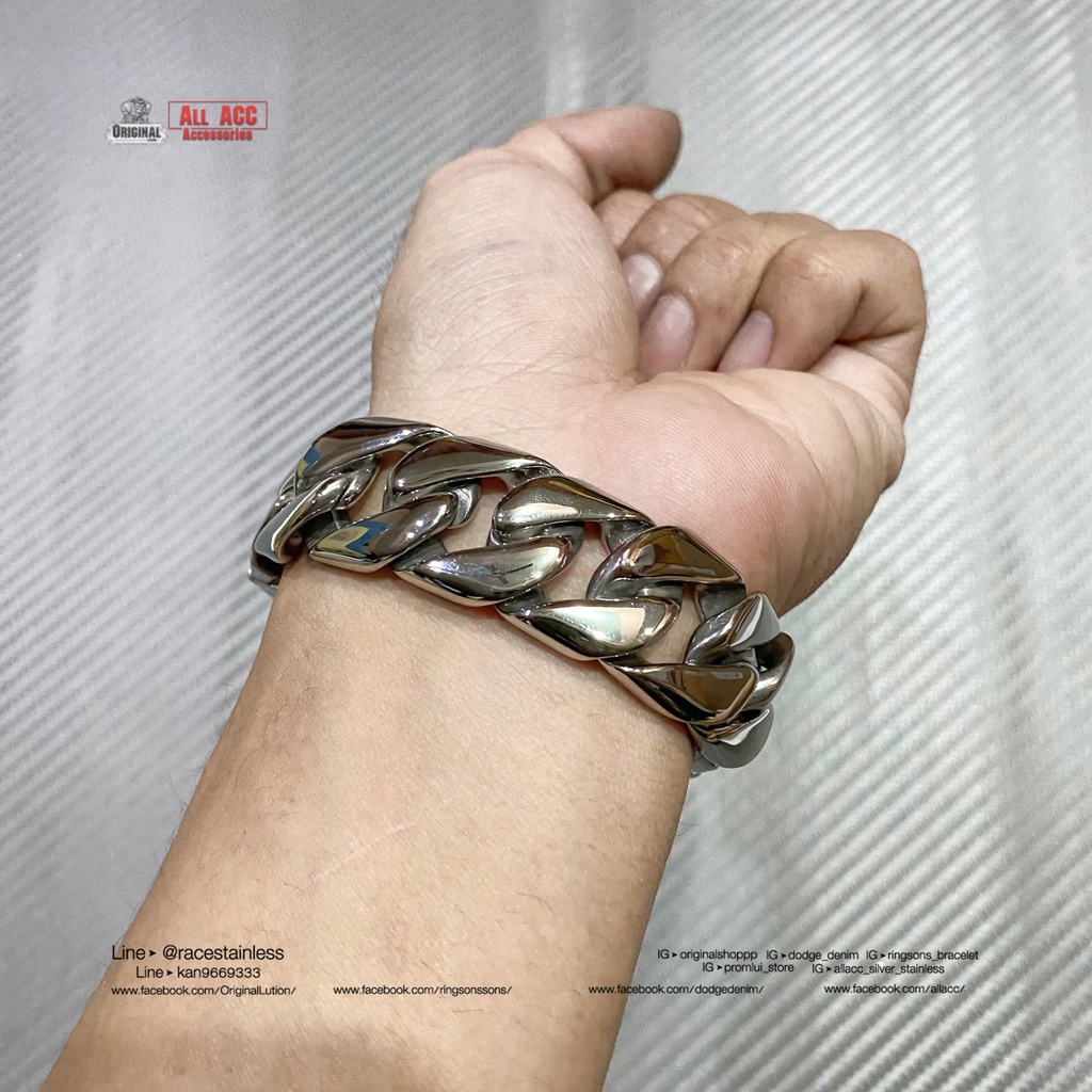 สร้อยข้อมือ Luxary V 20มิล โซ่ข้อมือ ข้อมือโซ่ กำไลโซ่ โซ่สแตนเลส ข้อมือเลส เลสข้อมือ (ของแท้) สแตนเลสแท้316L