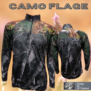 JK Thailand เสื้อตกปลา camouflage ป้องกันรังสี UV 80% แห้งเร็ว