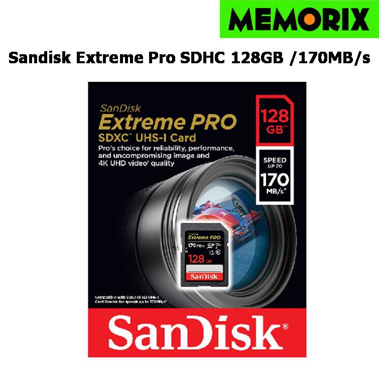 SanDisk Extreme Pro SDXC Card 128GB ความเร็ว อ่าน 170MB/s เขียน 90MB/s