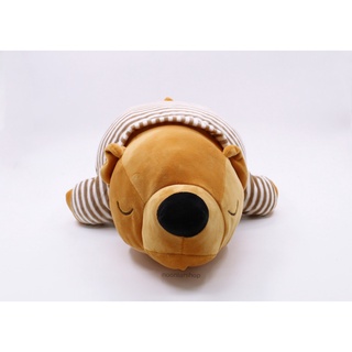 jaibohan-0066 ตุ๊กตาหมอนผ้าห่ม หมีหลับ สีน้ำตาลอ่อน วินเทจ