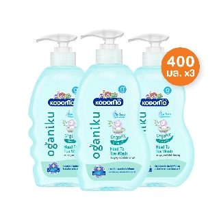 KODOMO Head to Toe Wash แชมพูสบู่เหลว โคโดโม โอกานิคุ Oganiku Organic Olive Oil 400 มล. 3 ขวด