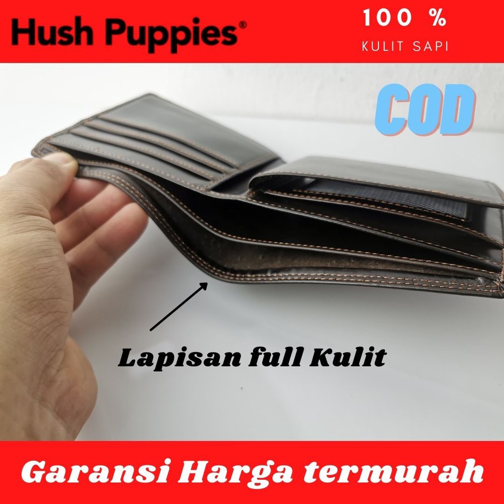 HUSH PUPPIES กระเป๋าสตางค์หนังแท้ผู้ชาย Hush Puppys หนังวัว 100% เต็มรูปแบบ
