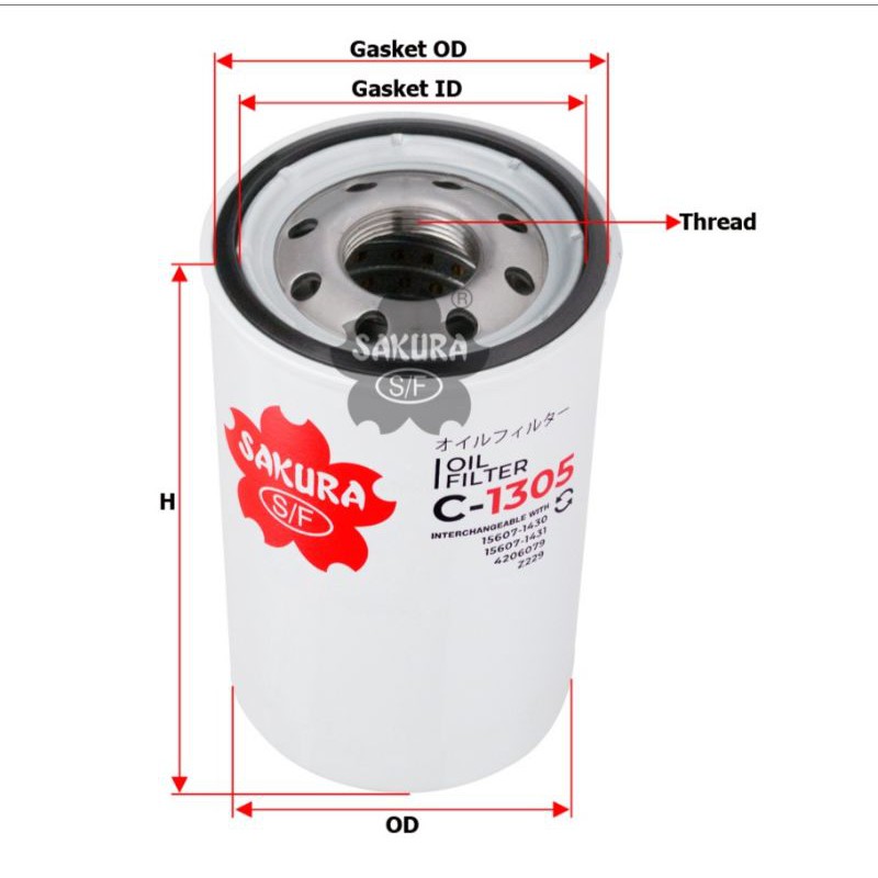 กรองน้ํามันเครื่อง ISUZU 6BG1 รหัส C-1305 / P551381 LF3478 FJ-3003 ST10716 JS-2008 T-2194 T-6744 422