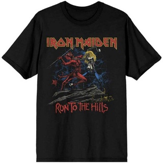 เสื้ เสื้อยืด พิมพ์ลาย Iron Maiden Number Of The Beast Run To The Hills Distressed สไตล์วินเทจ เข้ากับทุกการแต่งกาย สํ