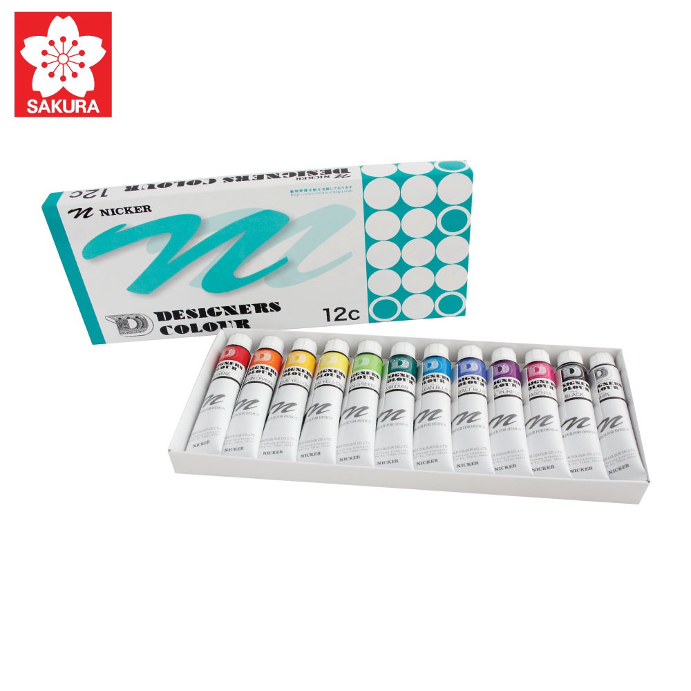 SAKURA (ซากุระ) สีน้ำดีไซน์เนอร์ 12 สี 20ml. NICKER รหัส DC12