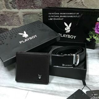 Best Item!! เอาใจคุณผู้ชายกับ PLAYBOY LEATHER BELT &amp; WALLET VALUE PACK Limited Editionแท้💯outletจากPlayboyชุดเซทสุดคุ้ม