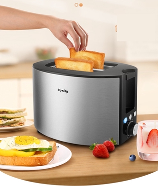 เครื่องปิ้งขนมปัง German Tenfly stainless steel toaster home breakfast machine small toast heating bread 2 slices