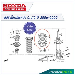 HONDA สปริงโช๊คอัพหน้า CIVIC ปี 2006-2009 *แท้เบิกศูนย์*