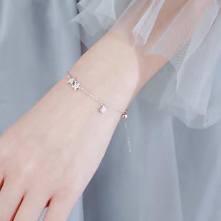 สร้อยข้อมือดาว Fashion Silver Star White Zircon Charm Bracelet Beautiful Crystal Adjustable Chain Jewelry Gift