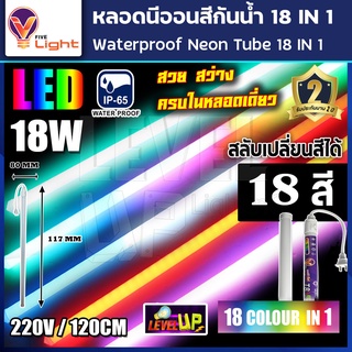 หลอดไฟ LED หลอดนีออนสี หลอดไฟงานวัด ขั้วกันน้ำ พร้อมปลั๊กเสียบ V-LIGHT 18 วัตต์ มีสี 18 สีในหลอดเดียว ไฟงานแต่ง ไฟงานบวช