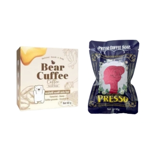 Bear Cuffee Scrub Soap แบร์ คัฟฟี่ สบู่สครับกาแฟ [50 กรัม] [1 ก้อน] / สบู่สครับกาแฟ เพรสโซ่ Presso Spa Scrub Soap [50g.]