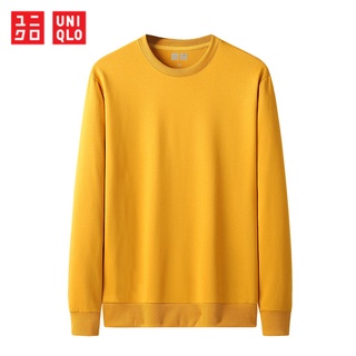 Uniqlo เสื้อกันหนาวแขนยาว คอกลม สไตล์สปอร์ต แฟชั่นฤดูใบไม้ร่วง สําหรับผู้ชาย และผู้หญิง