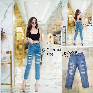 G.D.Jeans รุ่น 1256#กางเกงยีนส์ผ้าด้านทรงบอยสีออนเล่นขาดเซอร์ๆ  💦💦