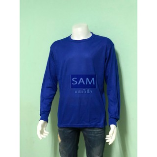 sampoloเสื้อคอกลมแขนยาว -สีน้ำเงิน- Deep blue