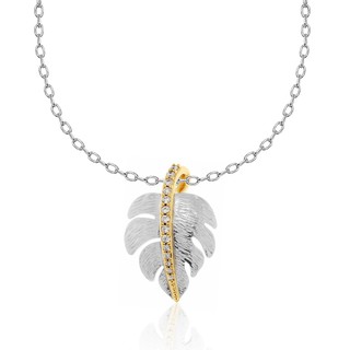 Aevari Golden leaf Necklace Sterling Silver 925 Rhodium plated. สร้อยคอ สร้อยคอเงินแท้ าี้อยคอพร้อมจี้ใบไม้ เงินแท้925