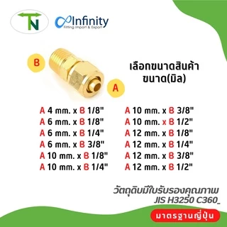 680 ต่อตรงสายลมเกลียวนอก (ขนาดมิล) ข้อต่อ ต่อตรง ข้อต่อลม ข้อต่อทองเหลือง