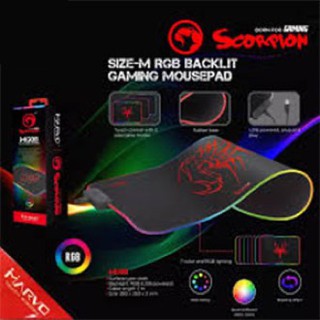 Marvo MG08 Gaming Mousepad Size-M แผ่นรองเมาส์มีไฟ RGB บิดงอได้.