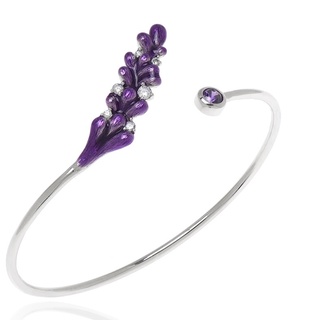 Aevari Salvia Bangle Sterling Silver 925 with Amethyst CZ and White CZ