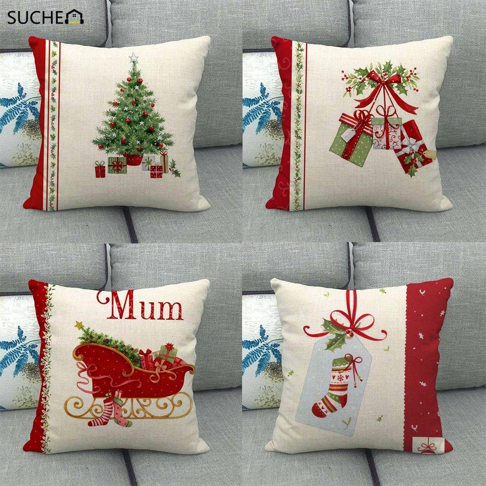 SUCHEN 45cmx45cm Party Supplies Christmas Pillowcase Xmas Ornament Sofa