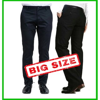 กระบอกเล็ก กางเกงทำงาน สแลค ไซส์ใหญ่  Big Size เอว 40-54 นิ้ว แบบไม่มีจีบหน้า สินค้าคุณภาพ [ใส่โค้ด HNY22 ลดทันที 50-]