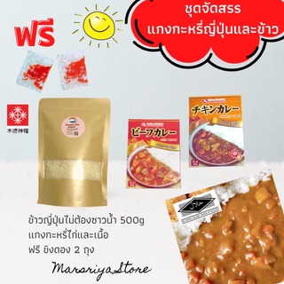 อาหารญี่ปุ่น แกงกะหรี่ญี่ปุ่นรสไก่ รสเนื้อ พร้อมข้าวญี่ปุ่นพรีเมี่ยม หุงไม่ต้องซาว 500g ฟรี ขิงดอง Japanese curry rice