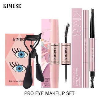 Kimuse 2 In 1 มาสคาร่ากันน้ําติดทนนาน 3 ชิ้น + อายไลเนอร์ + ดินสอเขียนคิ้วกันน้ํา + ที่ดัดขนตา